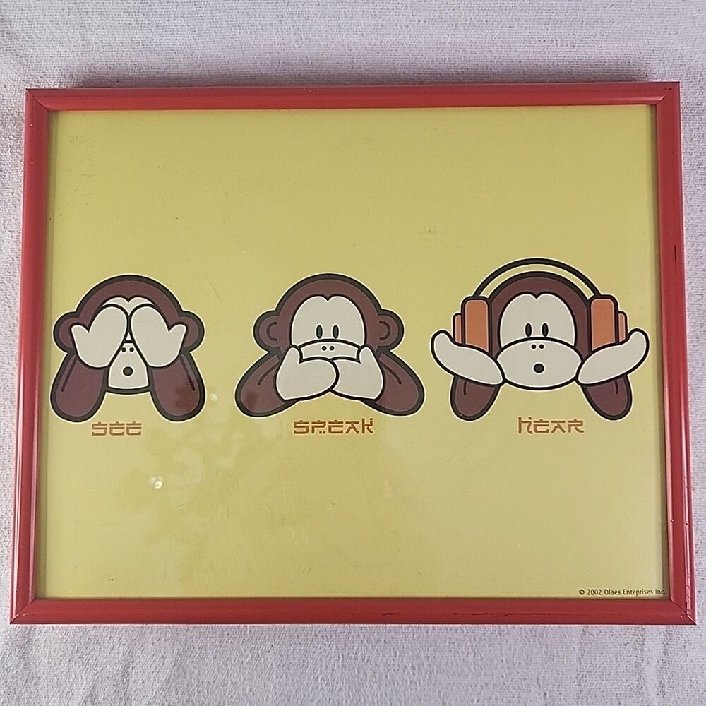 Picture Three Wise Monkeys Quality Print Olaes Enterprises Framed By Art.Com VTG
